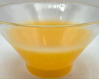 Vintage c.1950s Mid Century Modern Blendo Burnt Orange Bowl with Gold Rim