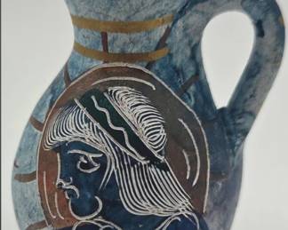 Hand Carved and Painted Miniature Greek Vase/Oinochoe Made in Greece
