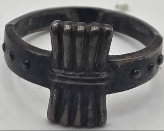 Vintage c.1940s Sterling Silver Campfire Girls Ring Wood Gatherer Award - Size 4.5