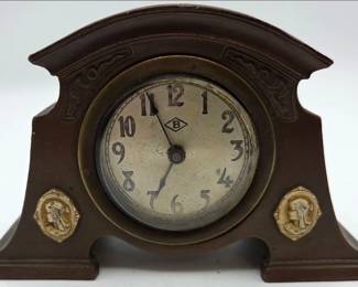 Antique Cast Bronze Waterbury Clock Co with Benedict Mfg. Co - Cameo Accents