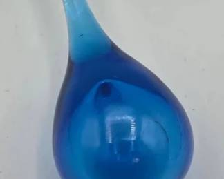 Vintage Hand Blown Blenko Blue Glass Decanter Stopper