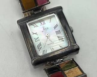 Vintage Aria 925 Sterling Multi-Gemstone Watch