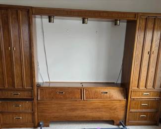 Vintage Solid Wood Thomasville "Sundance" Bedroom Wall Unit - Full or Queen Size