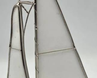 Stained Glass and Wire Sailboat Sculpture