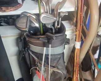 Golf clubs, rods 