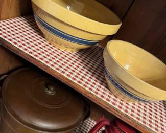 Antique yellow mixing bowls