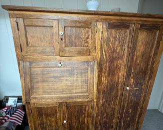 Rustic wood armoire or storage cabinet