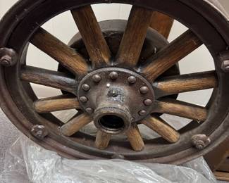 Vintage wooden spoke wheel