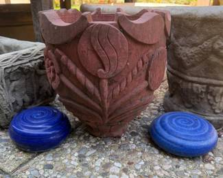 Carved Stone Urn and Garden accessories