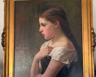 "Portrait Of A Young Lady" signed, oil on canvas