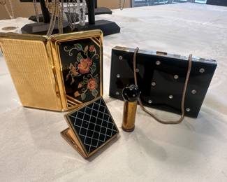 Vintage Evening Compact and Lipstick, Card Case, Compact