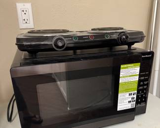 Microwave, two burner camp stove