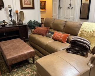 One of two nice leather sofas.