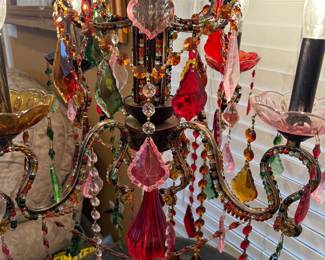 	#24	Multi Colored Crystal Lamp 31"H	 $125.00 				