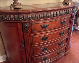 	#39	Pulaski Demilune Chest w/marble top  62x20x42	 $225.00 			