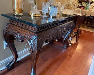 	#37	Georgian Mahogany Marble Top Overlay Console Table 51x19x30	 $225.00 				