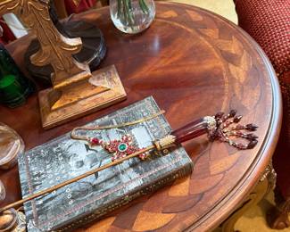 	#14	Mahogany Oval Side Table with drawer 30x27x26	 $125.00 				