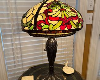 	#21	Heavy Stained glass Lamp 26"H	 $125.00 				
