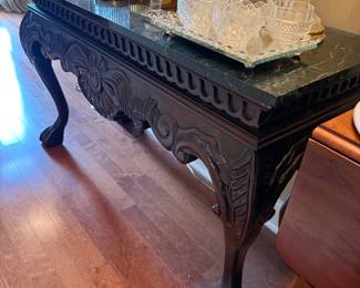 	#37	Georgian Mahogany Marble Top Overlay Console Table 51x19x30	 $225.00 				