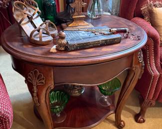 	#14	Mahogany Oval Side Table with drawer 30x27x26	 $125.00 				