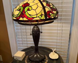 	#22	Heavy Stained glass Lamp 26"H	 $125.00 				