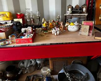 miniature figurines, doll house furniture, meat grinder