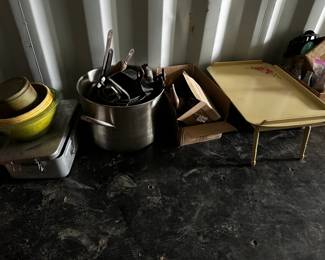 cooking utensils, pots and pans