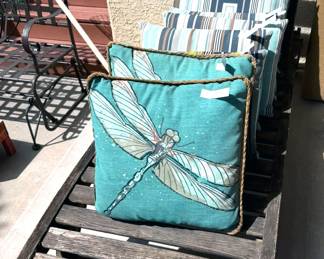 Outdoor pillows + chaise lounger