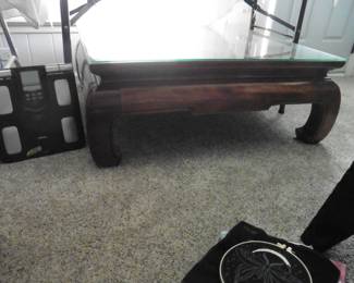 Square Coffee Table with Glass Top