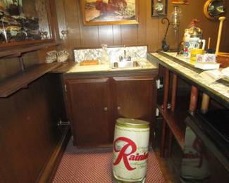 Vintage bar with beer, tiki and other collectibles