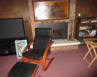 Mid Century modern bentwood lounge chair with ottoman