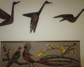 Mid Century glass, pyrex, pebble art, more