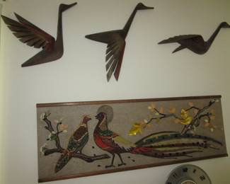 Mid Century Pebble art and flying wood geese