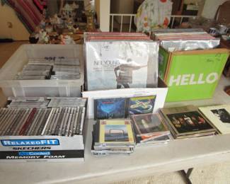 Collection of rock vinyl and rock CDs