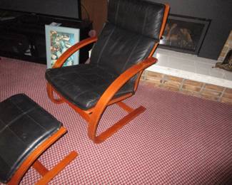 Mid Century modern bentwood lounge chair with ottoman