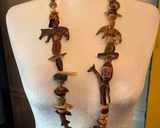Hand carved African safari necklace