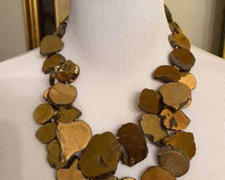 Lucas Lameth brutalist marble and metal necklace