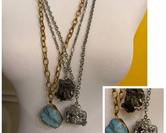 Three separate necklaces handcrafted by a local artist, Heidis Medrano- company Uni’k Hand Creations