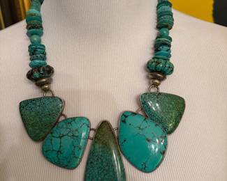 Sterling silver and turquoise necklace, handmade by Designer, Margaret Thurman-Echoofthedreamer, Arizona