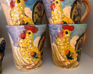 Mugs from hand-painted Italian dishware set