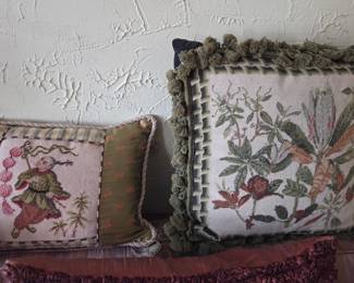 Vintage Needlepoint Pillows with Tassels