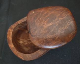 Hand-Carved Burl Wood Trinket Box