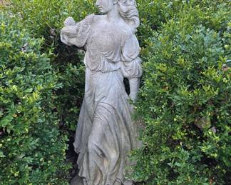 Classical Female Garden Statue with Basket