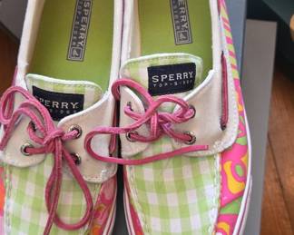 Sperry Top-Sider Women's Boat Shoes - Pink Gingham and Floral Print