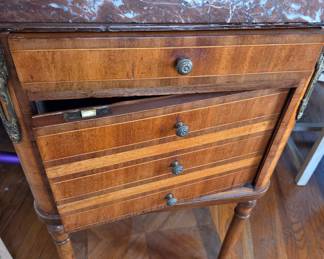 Antique French Louis Philippe Style Mahogany and Marble Top Nightstand