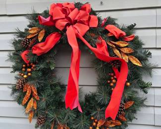 Artificial Christmas Wreath with Red Bow