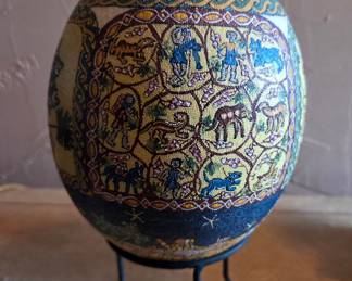 Decorated Ostrich Egg on Stand