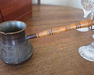 Antique Engraved Copper Turkish Coffee Pot (Cezve/Ibrik)