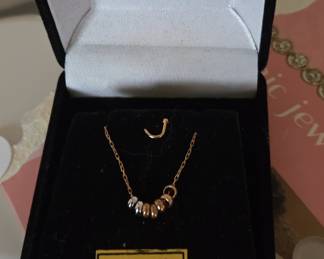 18k Gold Tri-Color Bead Necklace