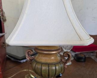 Vintage Urn-Style Table Lamp with Scrolled Handles and Fluted Base